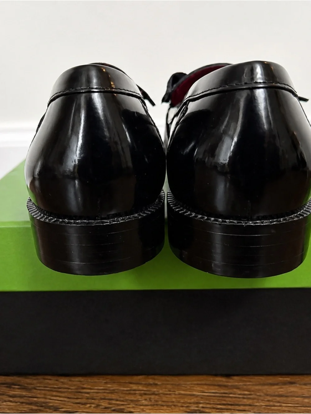 Kate Spade Leandra Black Patent Leather Bow Loafers 6.5B